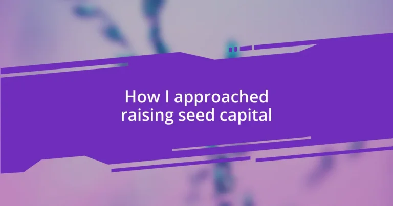 How I approached raising seed capital