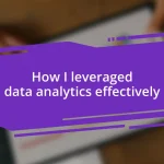 How I leveraged data analytics effectively