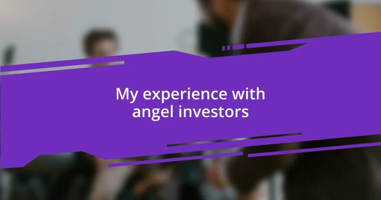 My experience with angel investors