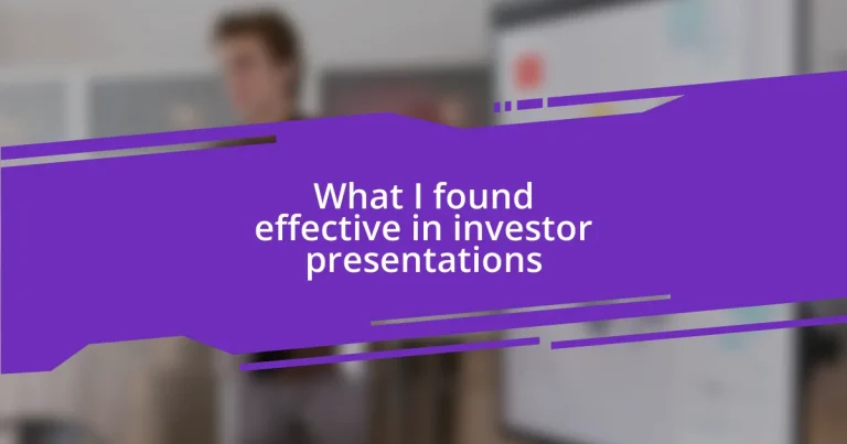 What I found effective in investor presentations