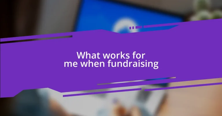 What works for me when fundraising