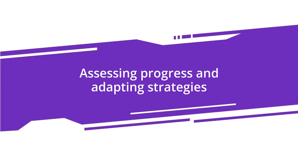 Assessing progress and adapting strategies